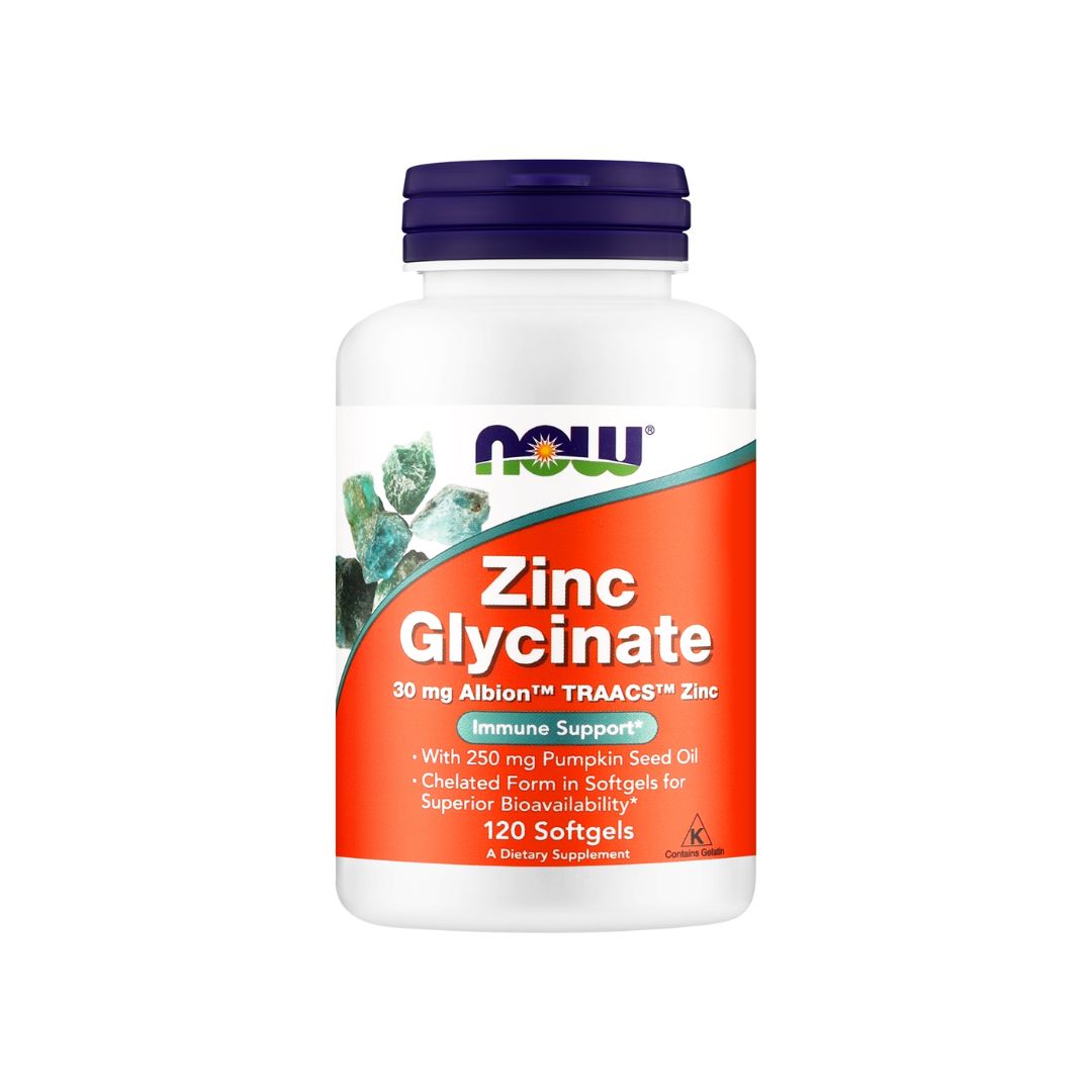 NOW Zinc Glycinate 30mg - 120 kaps.