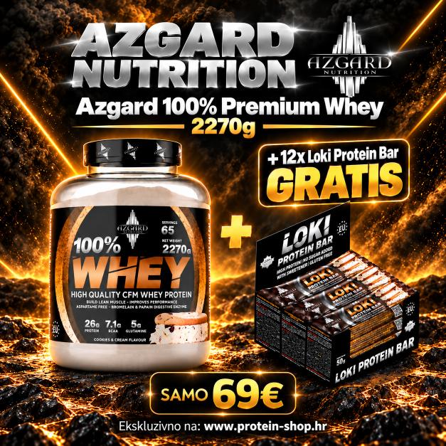 Azgard 100% Premium Whey 2270g + Azgard Loki 12x50g Protein Bar GRATIS
